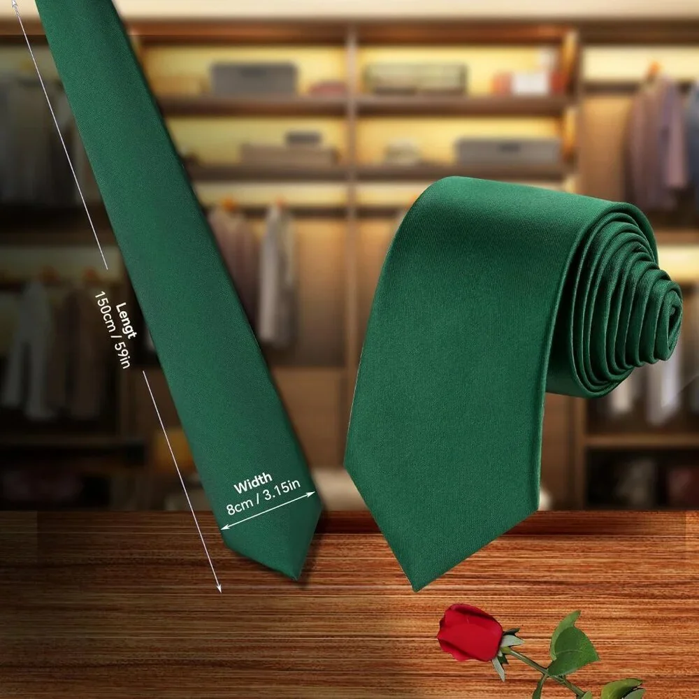 Men's Green Solid Pure Color Formal 3.15